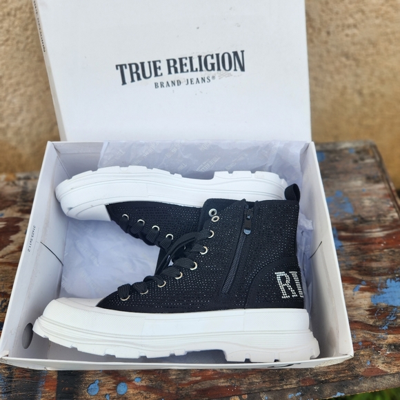 True Religion Women's Jannesa High Top Platform Rhinestone Sneakers - Picture 6 of 6